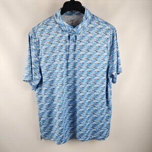 1764 Shirt Mens XL Multicolor Geometric Bird Print Golf Polo Shirt